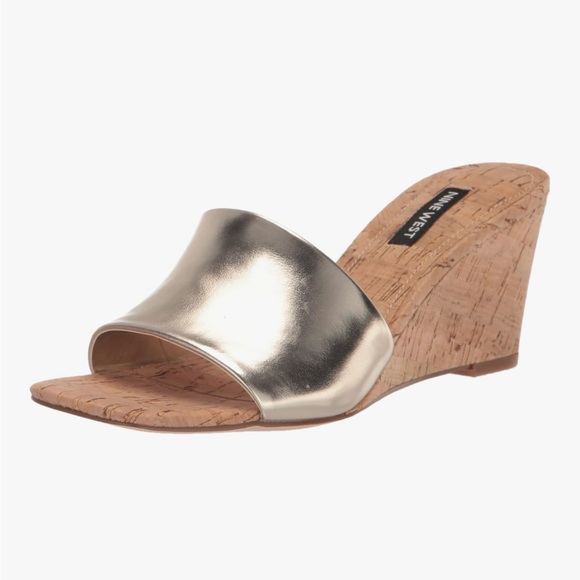 Nine West Shoes - Nine West Metallic Gold slide wedge